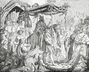 Karol IV, cesarz rzymski, odwiedzając papieża Urbana V w Awinionie w 1365, 1882 r.