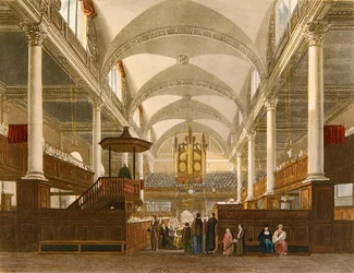 Christ Church, Newgate Street, ok. 1810 (kolor lito)