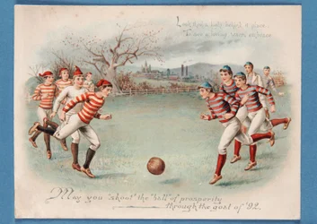 Pocztówka bożonarodzeniowa z meczu piłki nożnej, 1892