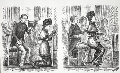 Zachowanie w kościele, ilustracja z Punch