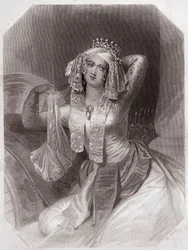 Kleopatra (Antoine et Cleopatre) (Antony and Cleopatra) w - „” Galerie des Femmes de Shakespeare, zbiór czterdziestu pięciu poważnych portretów wczesnych artystów londyńskich, wzbogacony uwagami krytycznymi i literackimi”” około 1838 r. - z „Galerii kobiet