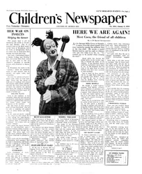 Clown Coco, pierwsza strona „Gazety Dziecięcej”, styczeń 1954 (druk gazetowy)