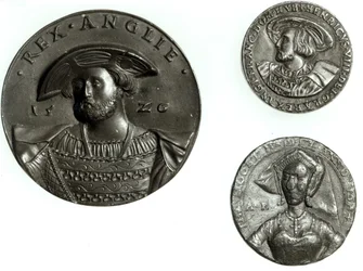 Monety przedstawiające Henryka VIII i Annę Boleyn (złoto)