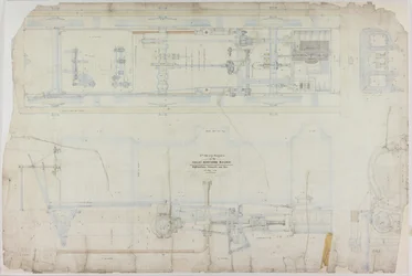 Rysunek konstrukcyjny lokomotywy 2-2-2 autorstwa R. & W. Hawthorn & Co. dla Great Northern Railway Co.