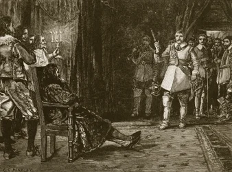 Wywiad Cornet Joyce z Charlesem, ilustracja z Ilustrowanej Historii Anglii Cassella (zdjęcie w sepii)