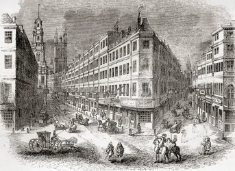 Cornhill, The Exchange and Lombard Street, Londyn, Anglia, połowa XIX wieku, z Old England: A Pictorial Museum, wyd. 1847