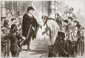 Cosmo I przyjmujący swoich przyjaciół i klientów, ilustracja z Historii protestantyzmu Jamesa Aitkena Wylie (1808-1890), wyd. 1878