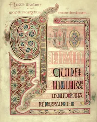 Cott Nero DIV f.139 Strona Incipit do Ewangelii św. Łukasza, z Ewangelii Lindisfarne, 710-721 (welum)