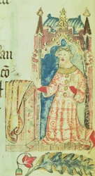 Cott Nero D VII f.7 Portret Jana Gaunta, księcia Lancaster, z Księgi Dobroczyńców opactwa św. Albana, ok. 1380 (welum)