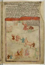 Cotton Claudius B. IV f.38, Genesis. Opowieść o podróży ze „Staroangielskiego Heksateuchu” (welum)