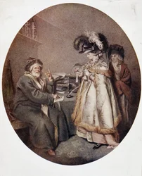 Wierząca kobieta i astrolog, obraz angielski, n.d. XVIII wiek