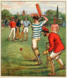 Cricket, z brytyjskiego Sports and Games, wyd. C. 1880.