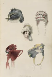 Czepki na dzień, modna tabliczka z Ackermanns Repository of Arts