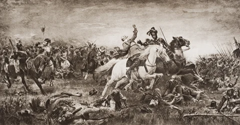 Śmierć Gustawa Adolfa, ilustracja z "Zarysu historii" H.G. Wellsa, tom II, wyd. 1920 r.
