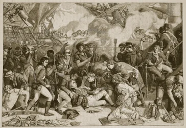 Śmierć Nelsona, ilustracja z Cassells Illustrated History of England (zdjęcie w sepii)