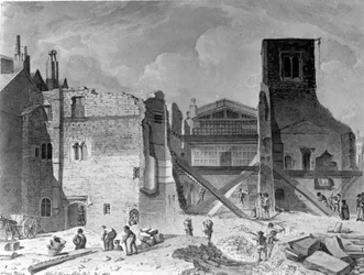 Rozbiórka Pałacu Savoy, Westminster, Londyn, 1820