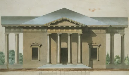 Projekt doryckiego pawilonu ogrodowego w Toskanii, ok. 1830 (toaleta i pióro i atrament na papierze)