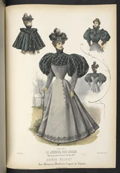 Doris aksamit, Do bluzek, gorsetów, pelerynek i spódnic,  Talerz 2250, aksamit Doris na bluzki, gorsety, peleryny i spódnice,  Krawcowa i Miller,  1895