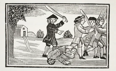 Dr Faustus oszukał dwudziestu studentów, ilustracja z książki Chap-books of the Eighteenth Century Johna Ashtona, wyd. 1882