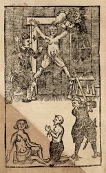 Np. 1475 f.1 Holenderscy osadnicy w Amboyna torturują angielskiego kupca przed masakrą w 1623 r., która położyła kres brytyjskiemu handlowi w Indiach Wschodnich (drzewryt)