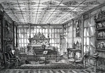 Jadalnia elżbietańska, opublikowana w The House-Furnisher & Decorator, 1 października 1872 r.