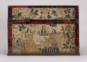 Haftowana trumna, ok. 1660 (jedwab, płótno, drewno, szylkret i srebrne oprawy)