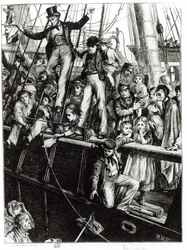 Emigranci opuszczają Starą Anglię, z magazynu The Graphic, 18 grudnia 1869