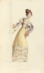 Suknia wieczorowa, talerz z modą z Ackermanns Repository of Arts