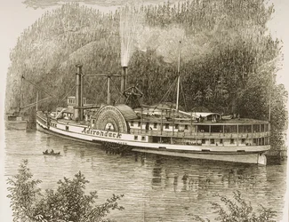 Parowiec wycieczkowy na rzece Hudson, ok. 1870, z „American Pictures” opublikowanego przez religijne Towarzystwo Traktu, 1876