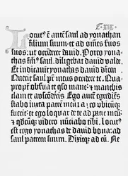 Faksymile strony z Biblii, wydrukowane przez Johannesa Gutenberga, Moguncja, 1456