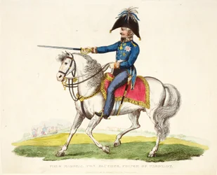 Feldmarszałek von Blucher, książę Wagstadt, wyd. Richard Evans, inż Romney, ilustracja z Historycznego sprawozdania z bitwy pod Waterloo autorstwa Williama Mudforda, 1816