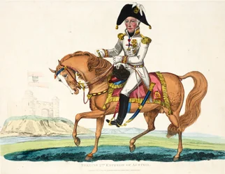 Franciszek II, Cesarz Austrii, wyd. autorstwa Richarda Evansa, sztychowane przez Romneya, ilustracja z Historycznego sprawozdania z bitwy pod Waterloo autorstwa Williama Mudforda, 1816