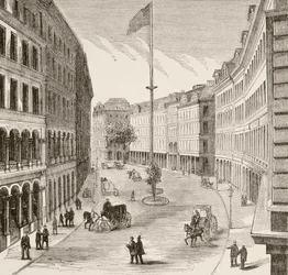 Franklin Street, Boston, Massachusetts w latach 70. XIX wieku (litho)