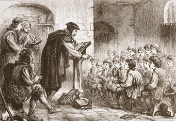 Szkoła Froments w Molard, ilustracja z Historii protestantyzmu Jamesa Aitkena Wylie (1808-1890), wyd. 1878