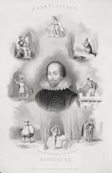 Frontyspis do historii z Dzieł wszystkich Szekspira, zrewidowany przez J. O. Halliwella, ryty przez G. Greatbacha