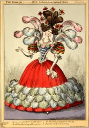 Pełny strój na _ 1828 - Dedykowany Pierzastej Rasy, 1828 (ręcznie kolorowany grawerunek)