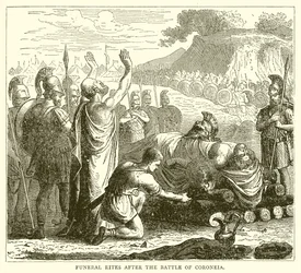 Obrzędy pogrzebowe po bitwie pod Koroneią