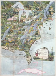 Gra o gwiezdny sztandar lub emigranci do Stanów Zjednoczonych, gra planszowa ok. 1860 r.