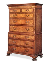 George III tallboy, koniec XVIII wieku (wiąz zadziorów i intarsja)