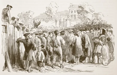George Whitefield Preaching, ilustracja z Cassells Illustrated History of England (zdjęcie w sepii)