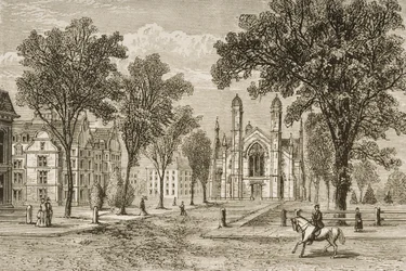 Gore Hall, Harvard University w ok. 1870, z „American Pictures” opublikowanej przez religijne Towarzystwo Traktowe, 1876