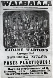 Ulotka reklamująca „Niezrównane Tableaux Vivans i Poses Plastiques Madame Warton”, ok. 1847 r.