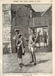 Hannah Snell, zaciągająca się do armii króla Jerzego II, ilustracja z „Munsey