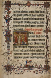 Harley 7026, f.13 Święto Bożego Ciała, z Lekcjonarza Lovel, przed 1408 (welum)
