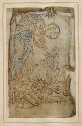 Nękanie piekła, z "Psałterza Tyberiusza", Cotton MS Tiberius C VI, f.14, ok. 1050 r. (welin)