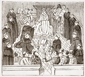 Henryk V i jego parlament (z Harleian MMS w British Museum), ilustracja z Historii protestantyzmu Jamesa Aitkena Wylie (1808-1890), wyd. 1878