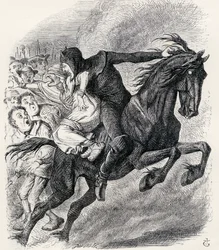 Ilustracja według J. Tenniela do wiersza „Historia pielęgniarki, ręka chwały”, z „Legendy Ingoldsby lub mirth and Marvels”, autorstwa Thomasa Ingoldsby, opublikowanej w 1865 r.