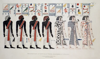 Ilustracja z Grobowców Królewskich w Tebach, odkryta przez G. Belzoniego, druk opublikowany 1820