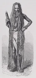 Indyjski fakir, z Historii ludzkości, tom III, autorstwa prof. Friedricha Ratzela, 1898