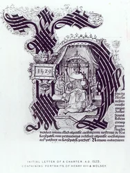 List inicjalny Karty zawierający portrety Henryka VIII i Wolseya, 1529